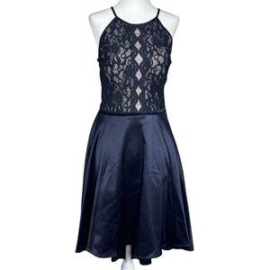 My Michelle Womens Dress Size 15 Navy Lace Formal Fit & Flare Style Polyester